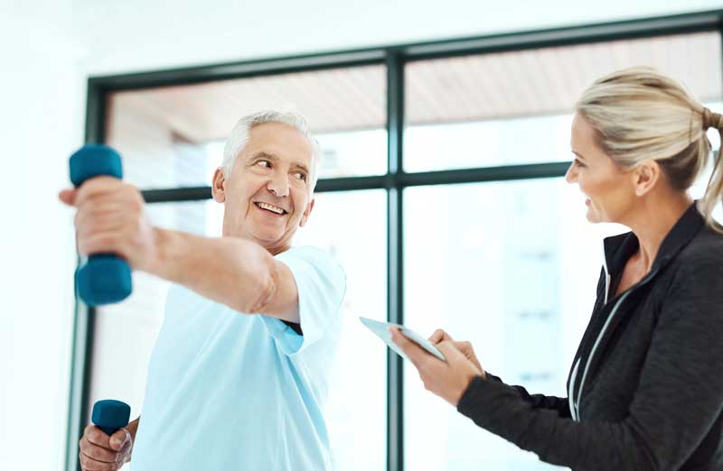 man exercising during cardiopulmonary rehabilitation