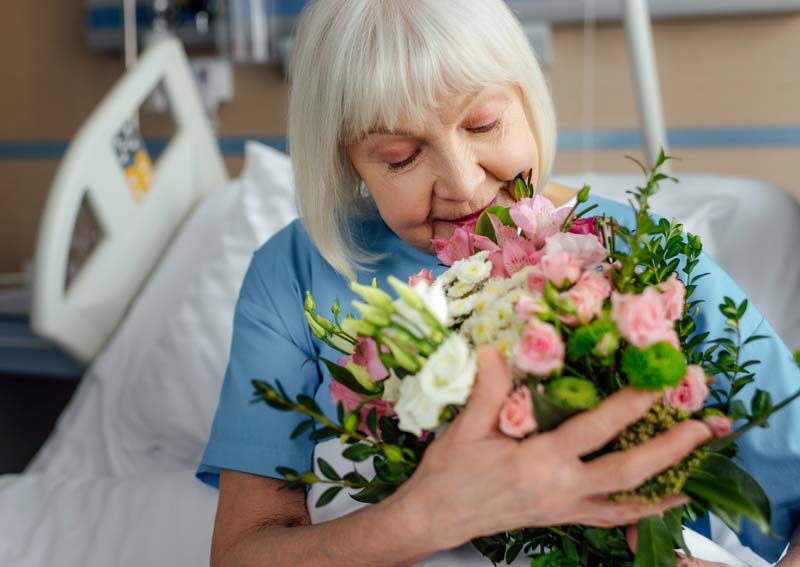 patient receiving flowers